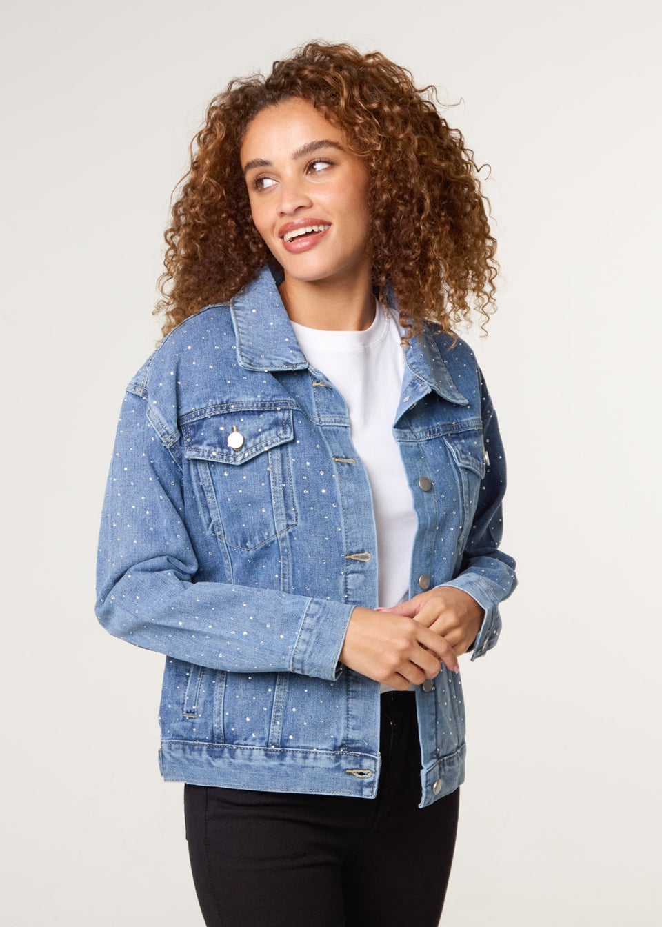Blue Vanilla Blue Embellished Denim Jacket