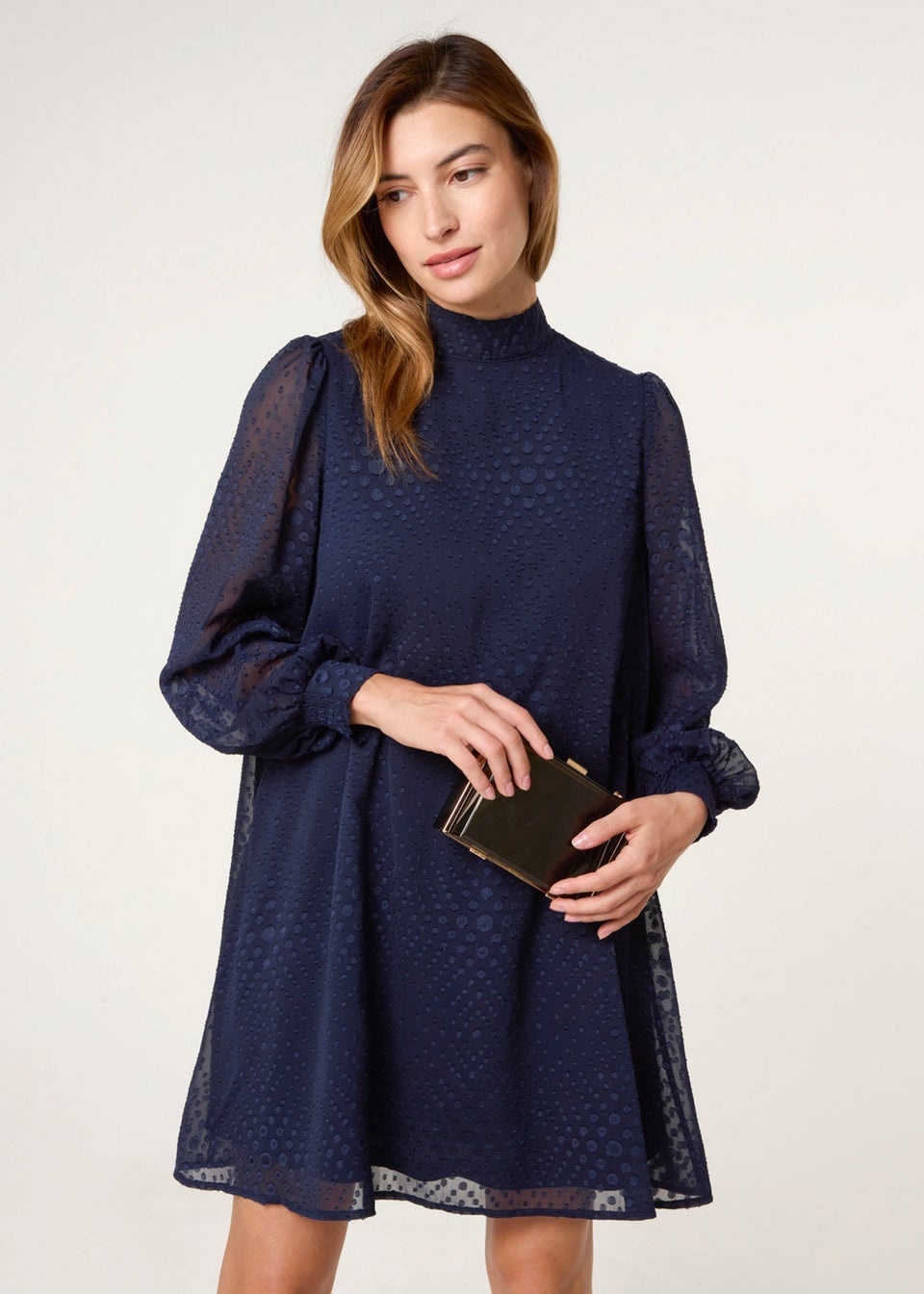 Blue Vanilla Navy High Neck Shift Dress