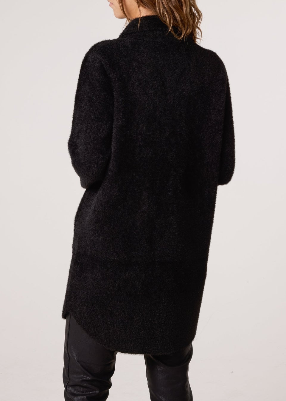 Blue Vanilla Black Overcoat With Classic Collar