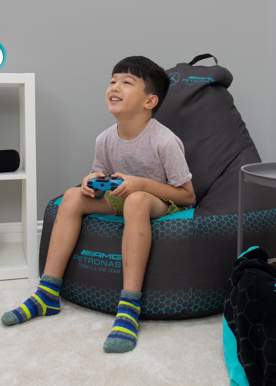 Mercedes Hexagon Blue Bean Chair
