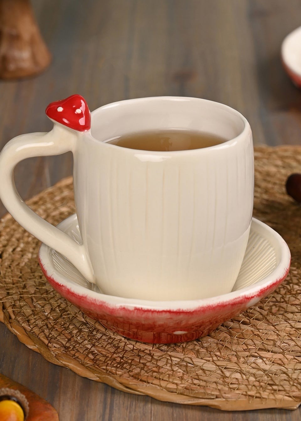 Country Living White Toadstool Mug & Saucer