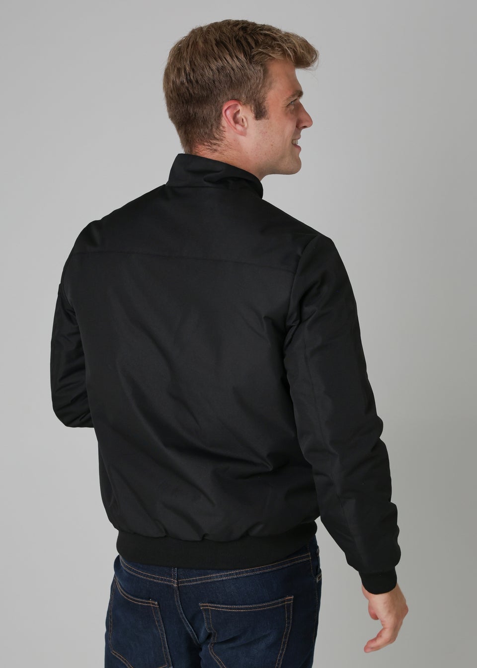 Nines Black Oxford Jacket with Corduroy Collar & Contrast Zip