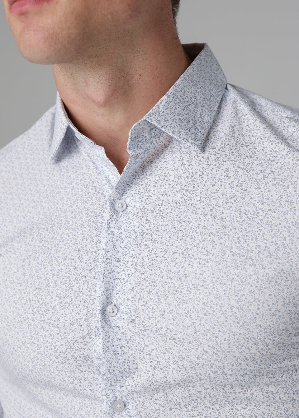 Nines Blue Cotton Poplin Shirt