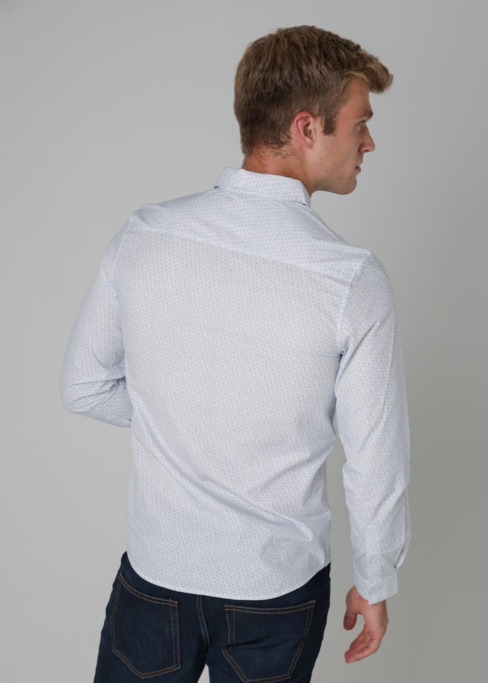 Nines Blue Cotton Poplin Shirt