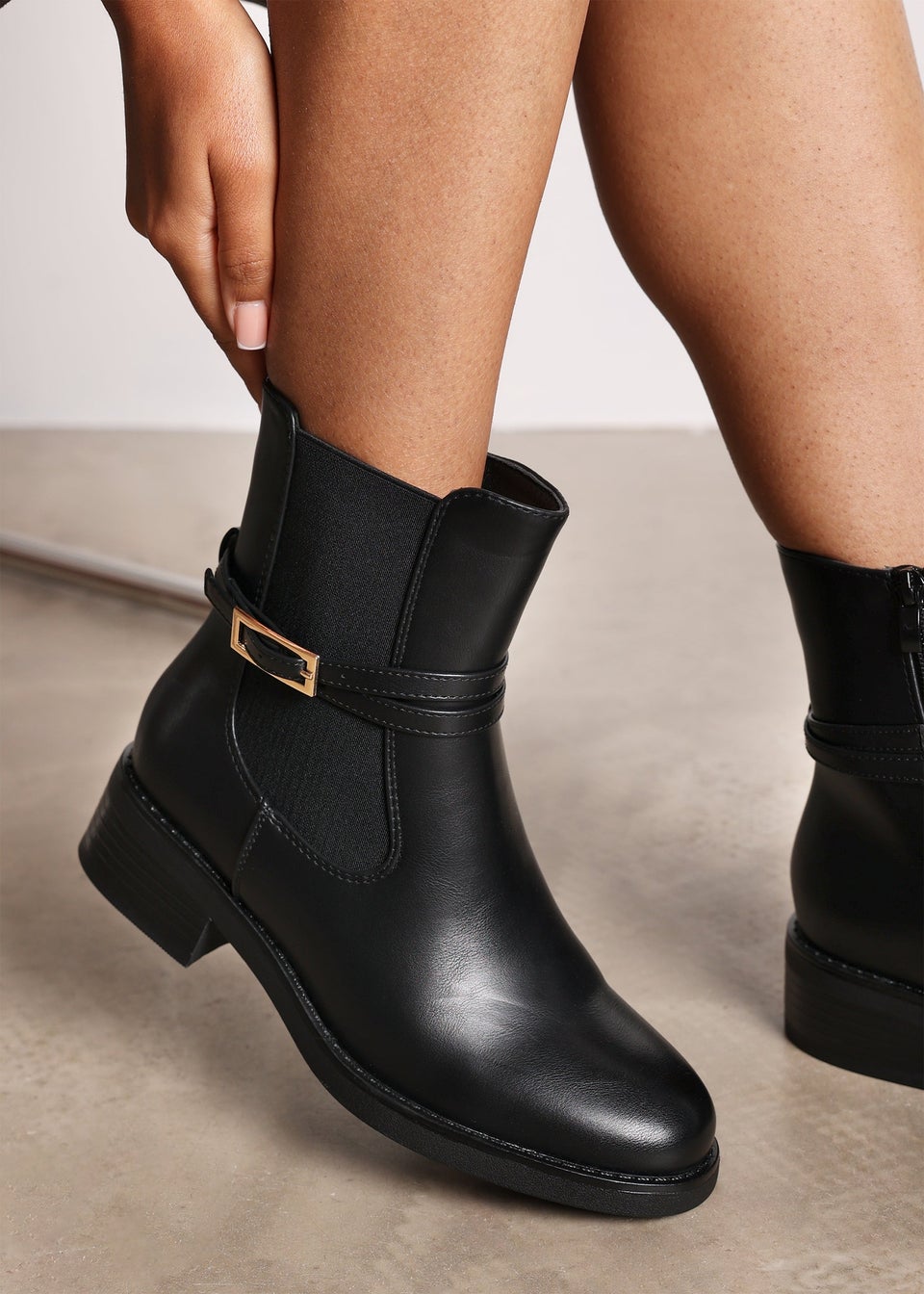 Where's That From Quilla Black PU Ankle Boot