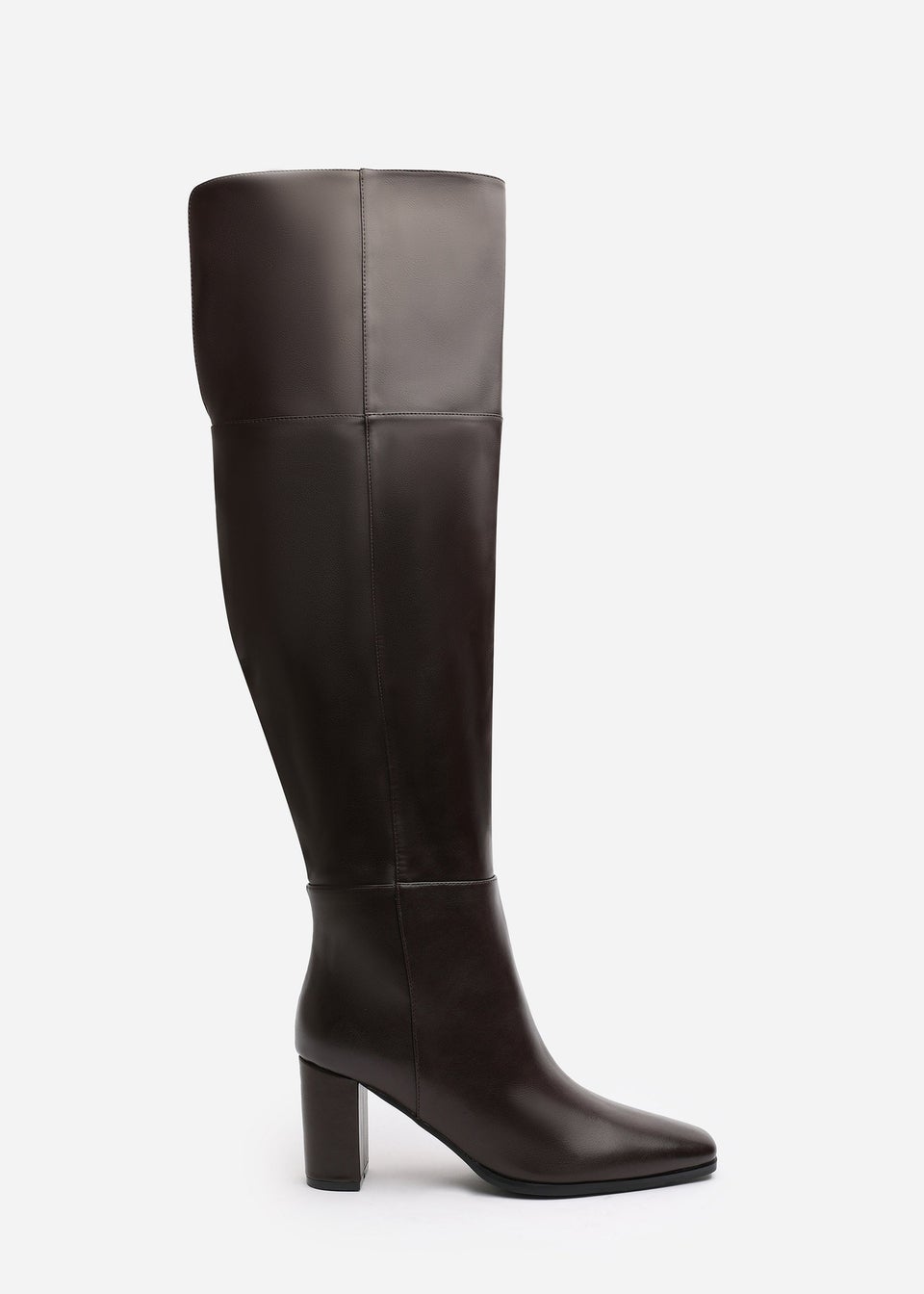 Where's That From Xenia Brown PU Over The Knee Boots