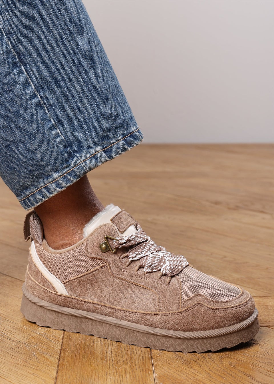 Where's That From Elara Camel Suede Lace-Up Trainers