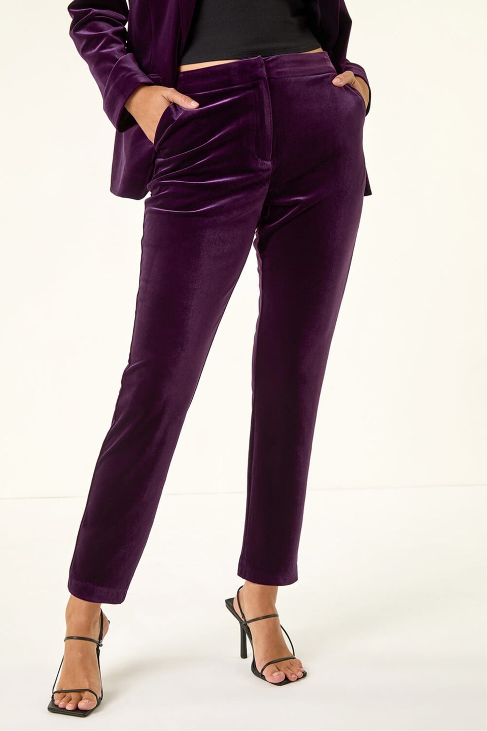 Dusk Purple Velvet Cigarette Stretch Trouser