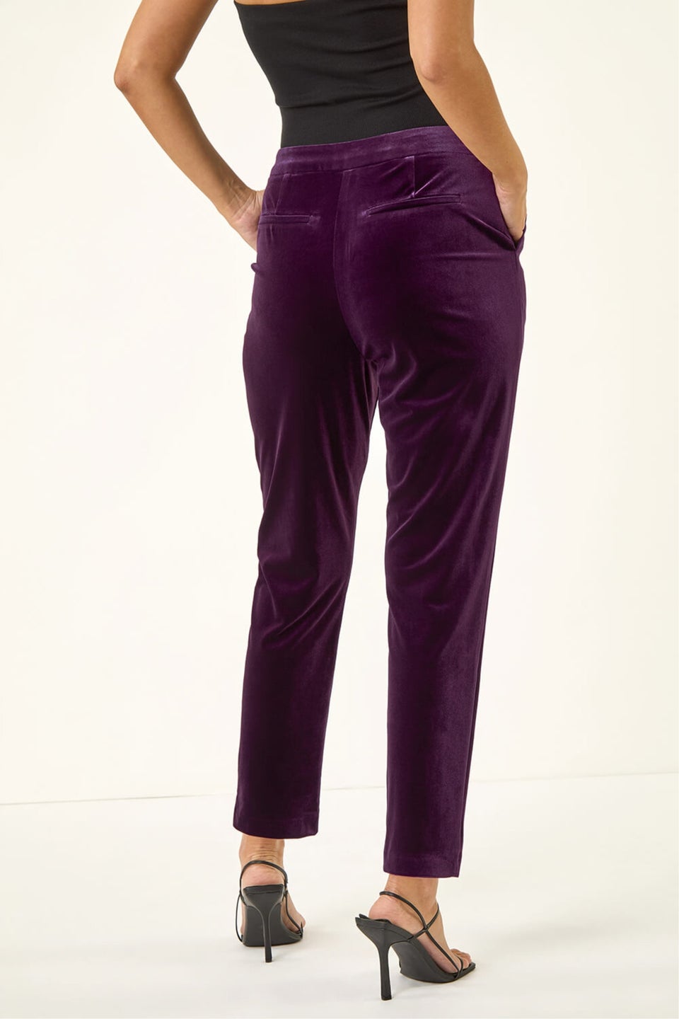 Dusk Purple Velvet Cigarette Stretch Trouser
