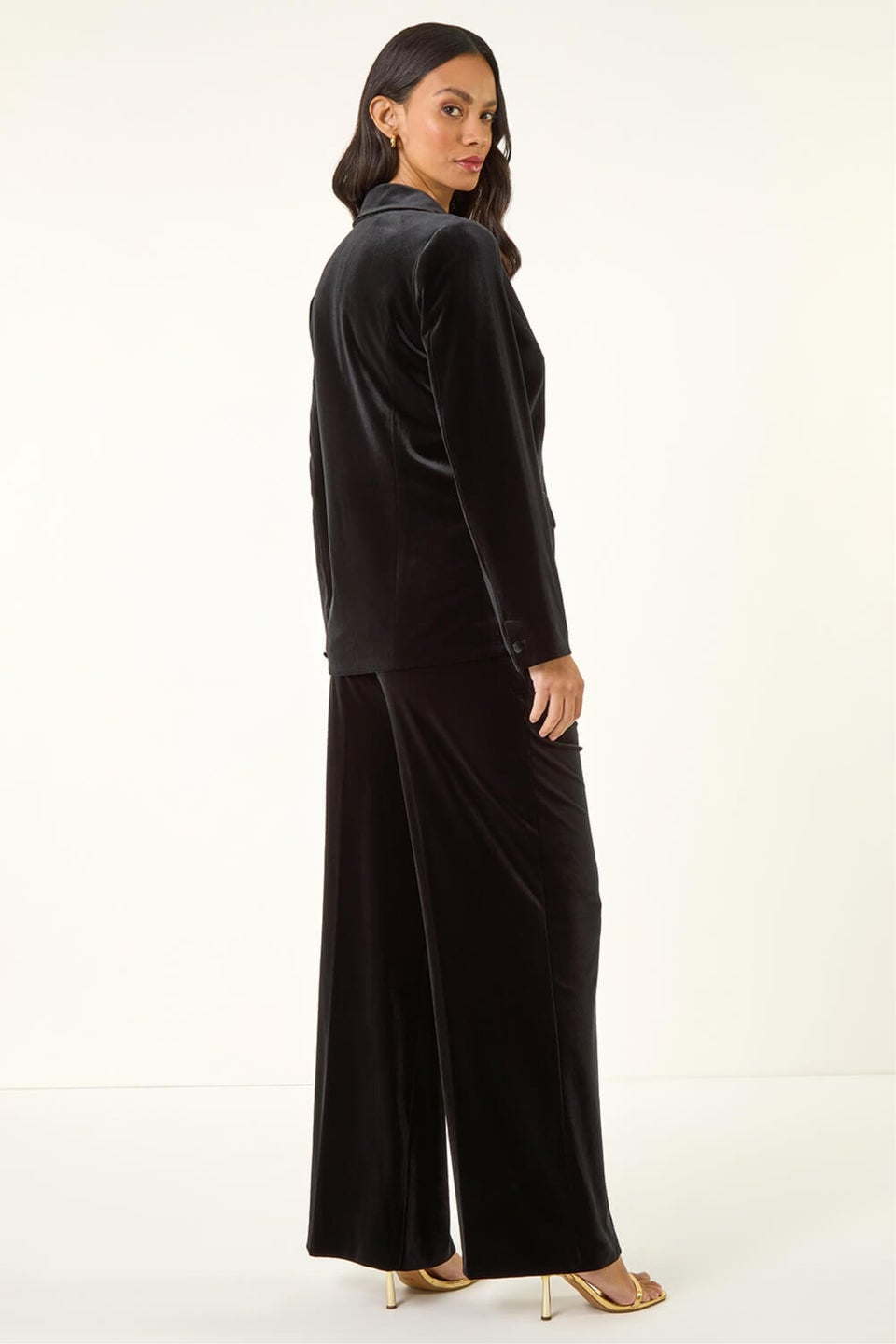 Dusk Black Velvet Single Breasted Blazer