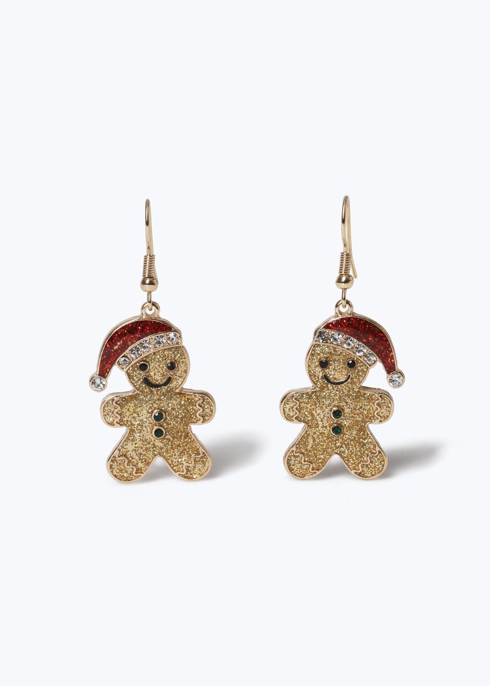 Muse Gold Christmas Glitter Gingerbread Drop Earrings