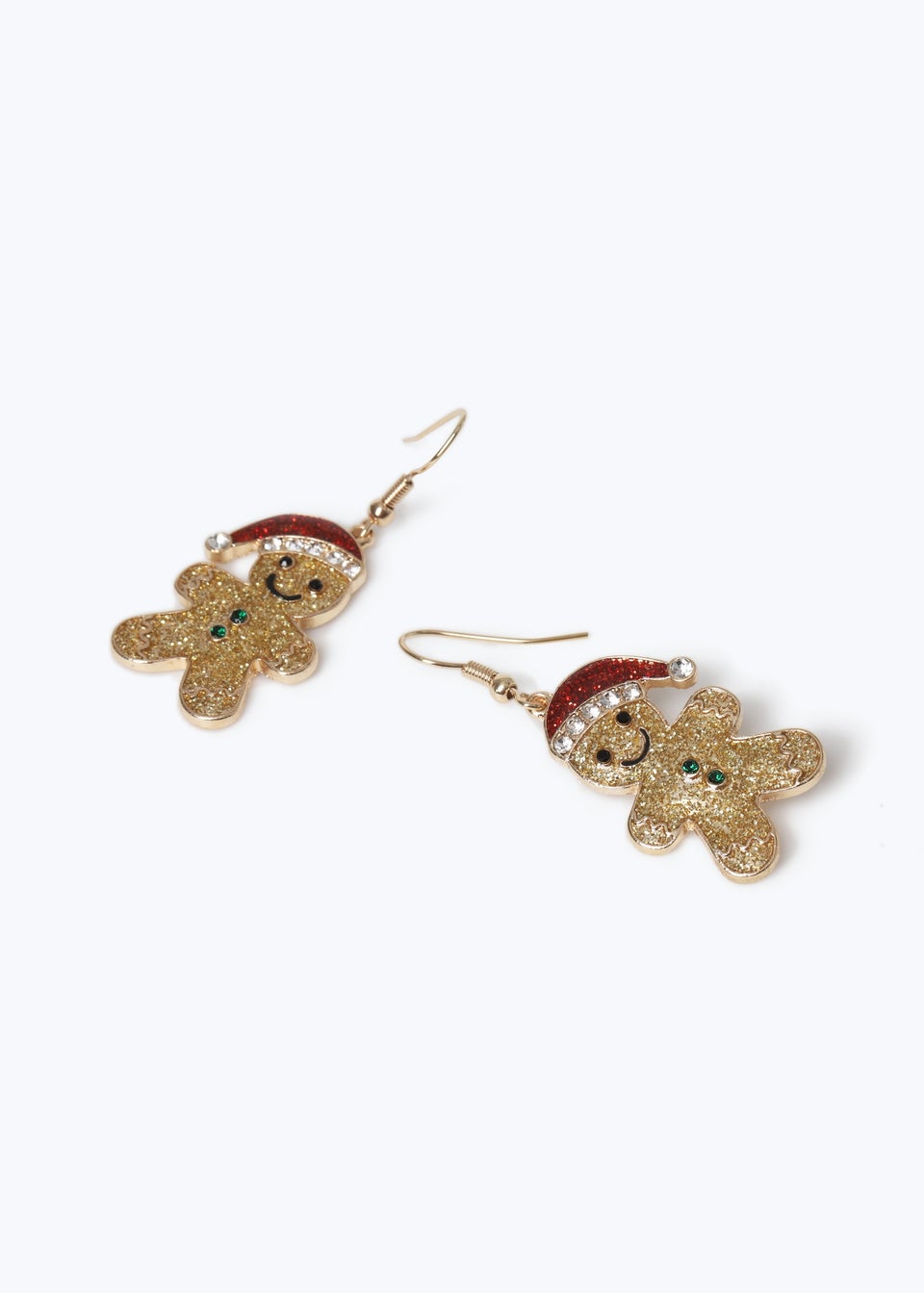 Muse Gold Christmas Glitter Gingerbread Drop Earrings