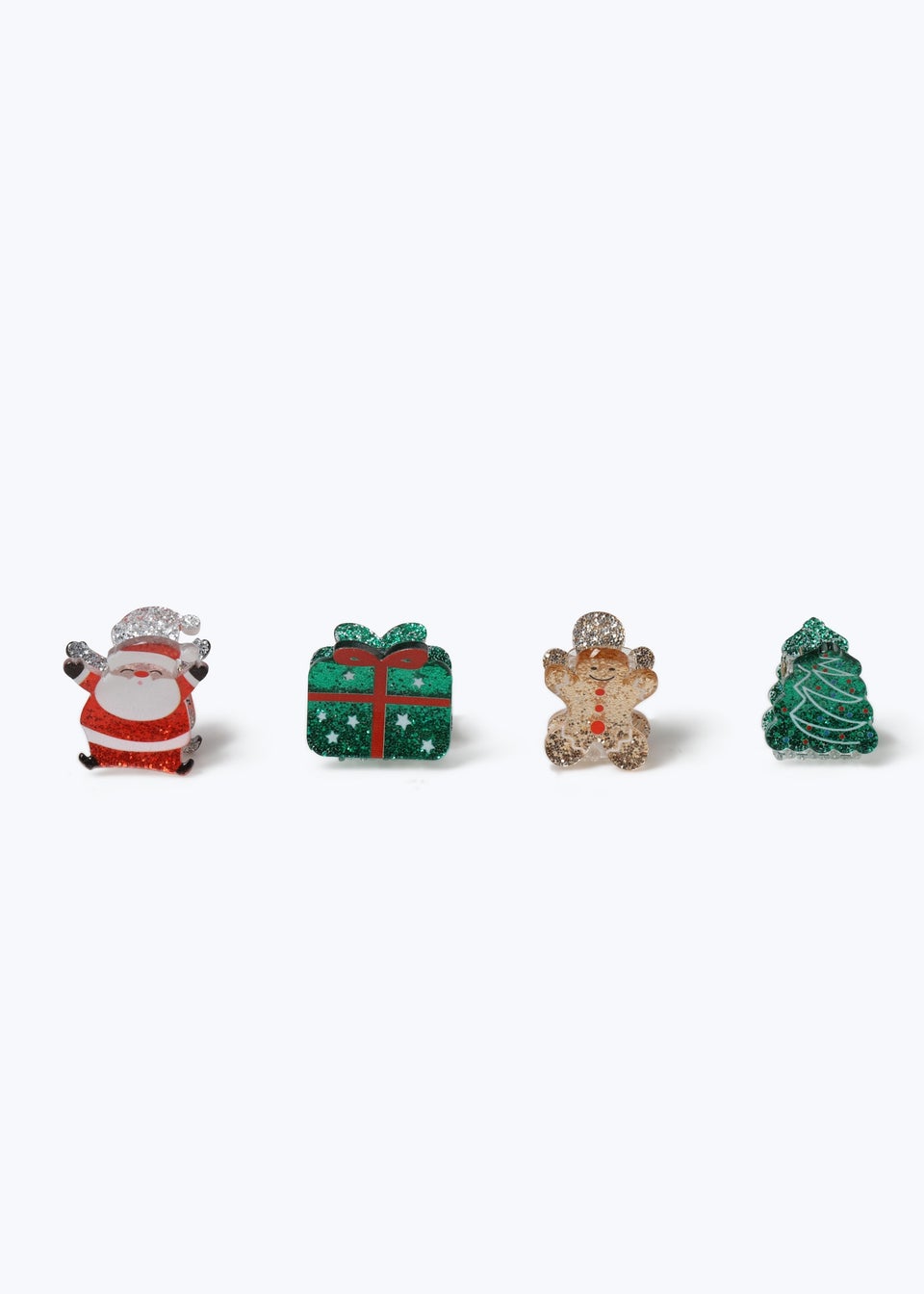 Muse 4 Pack Multi Colour Christmas Mini Novelty Hair Claws