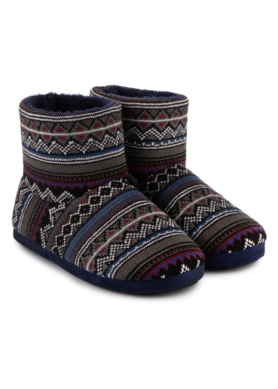 Totes Isotoner Fair Isle Boot Slippers