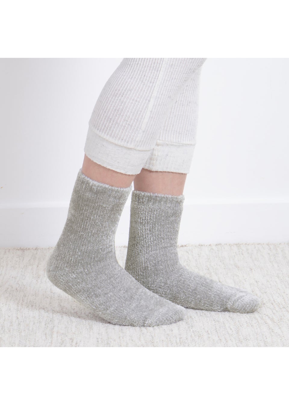 Totes Toasties Ladies Fair Isle & Chenille Supersoft Bed Socks 2 Pack