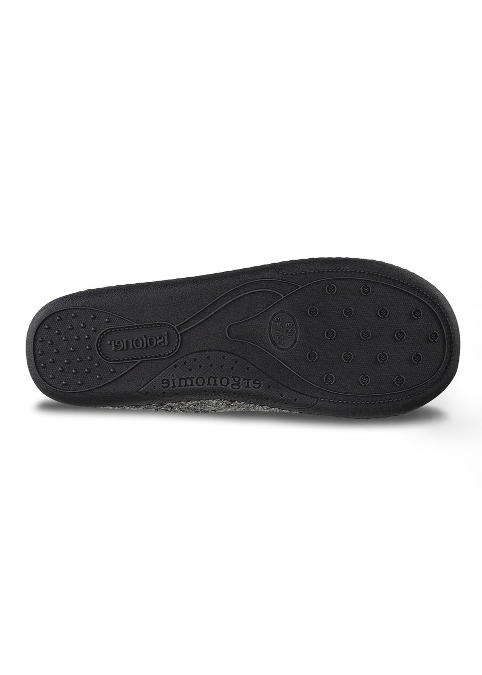 Totes Isotoner Grey Felt Full Back Slipper With Pull Toggle