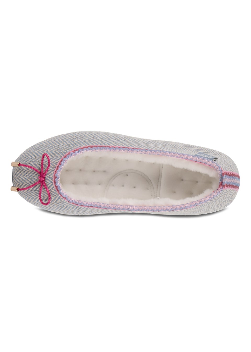 Totes Isotoner Grey Herringbone Ballet Slipper