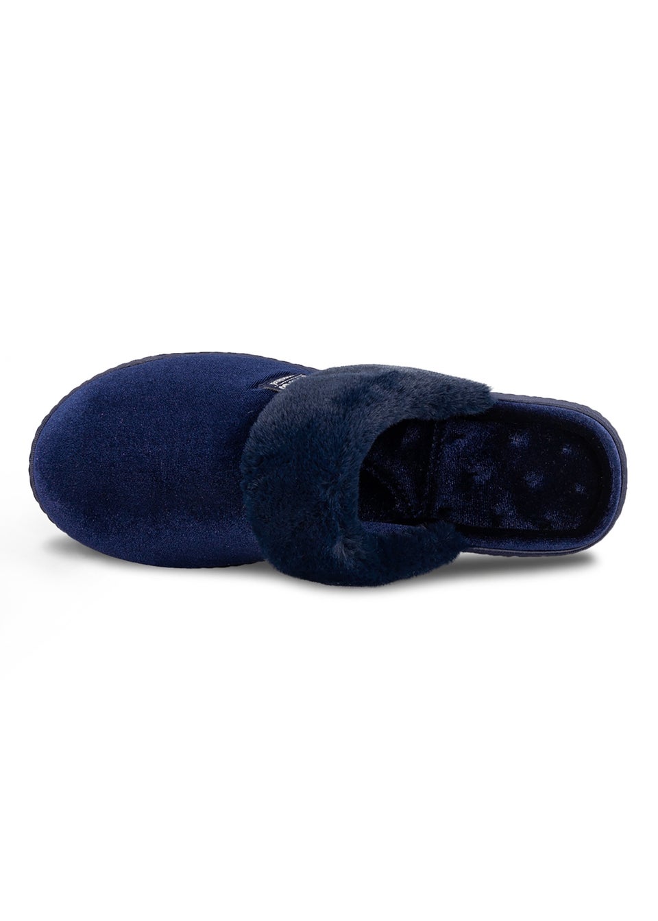 Totes Isotoner Navy Sparkle Velour Heeled Mule