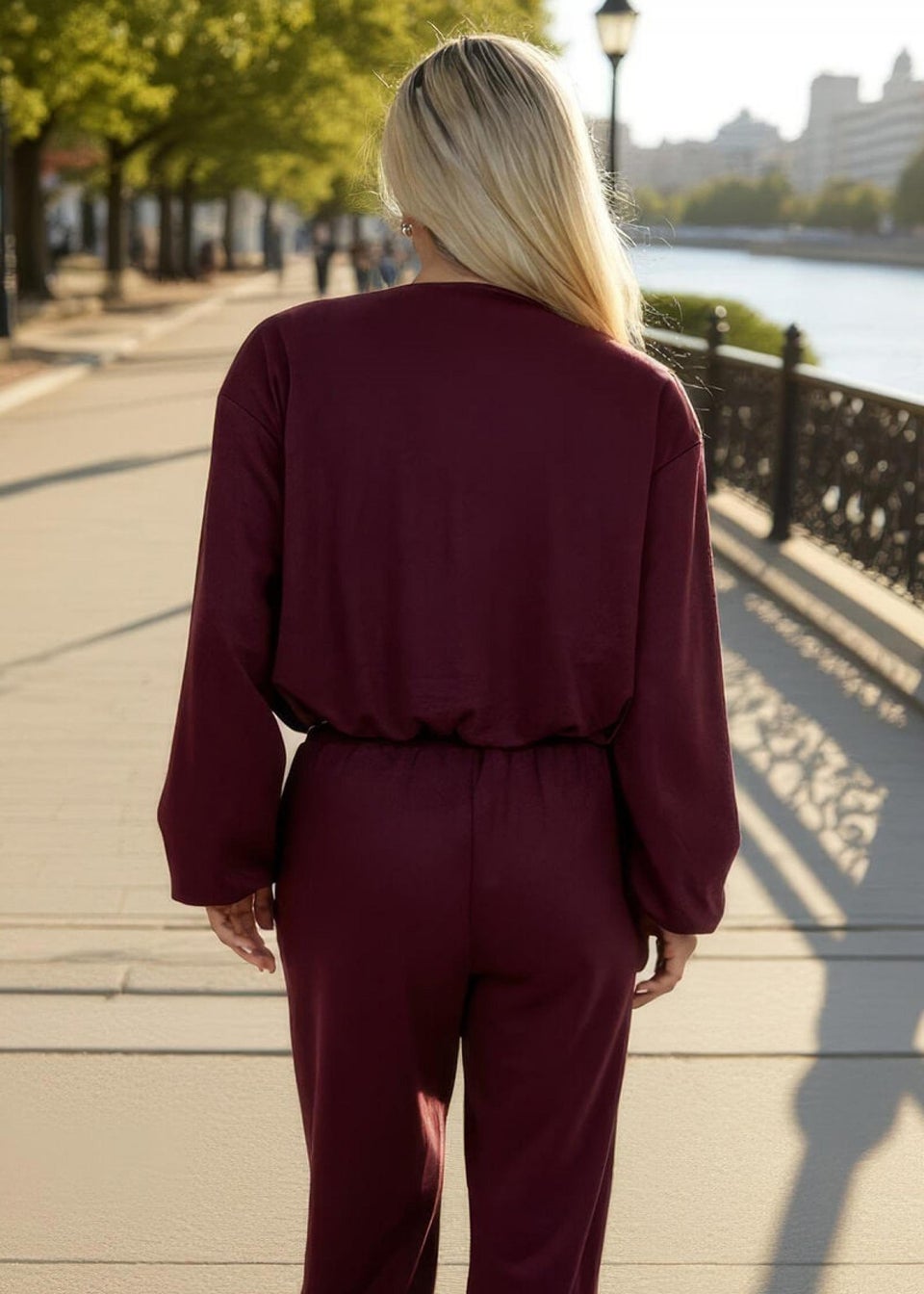 AX Paris Burgundy Bubble Hem Cropped Soft Bomber Jacket