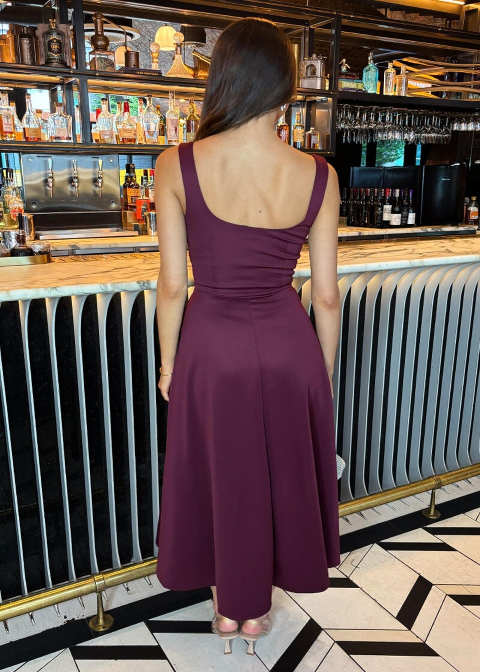 AX Paris Plum Square Neck A-line Midi Dress