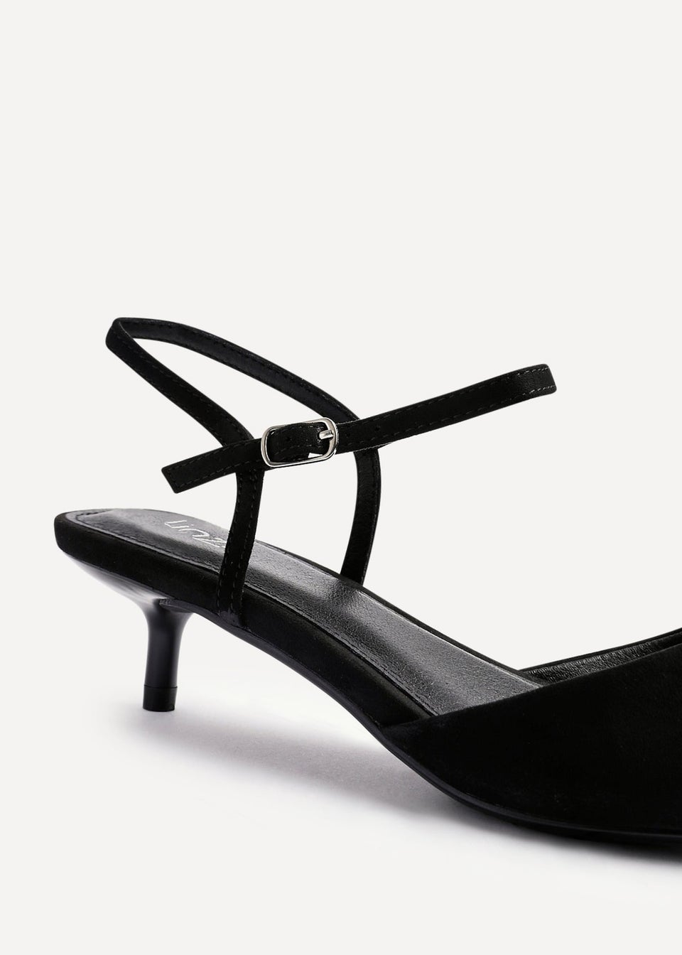 Linzi Vogue Black Faux Suede Kitten Court Heel