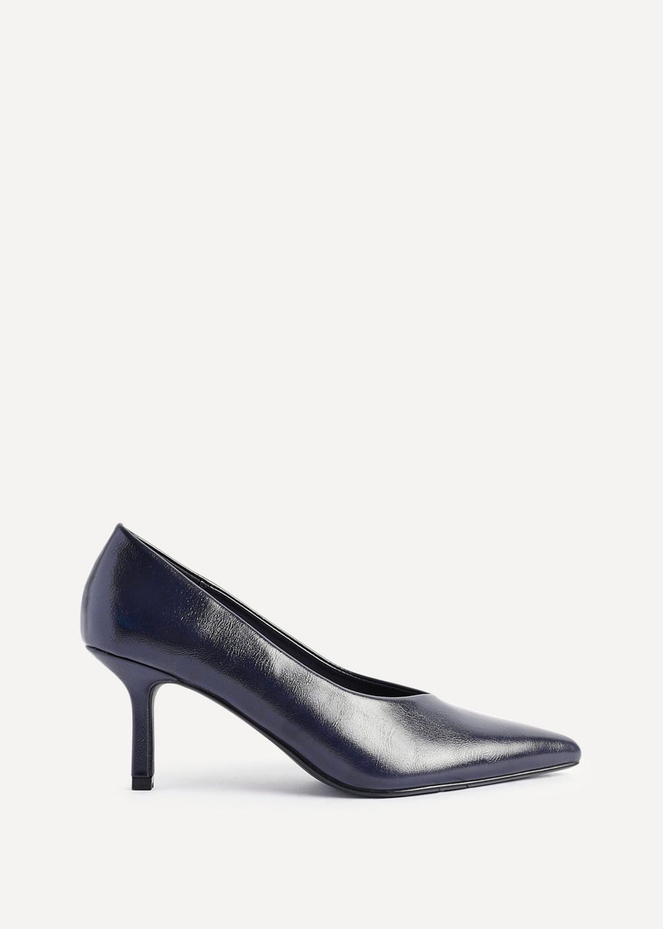 Linzi Bellamy Navy Faux Leather V-Cut Vamp Court Heels