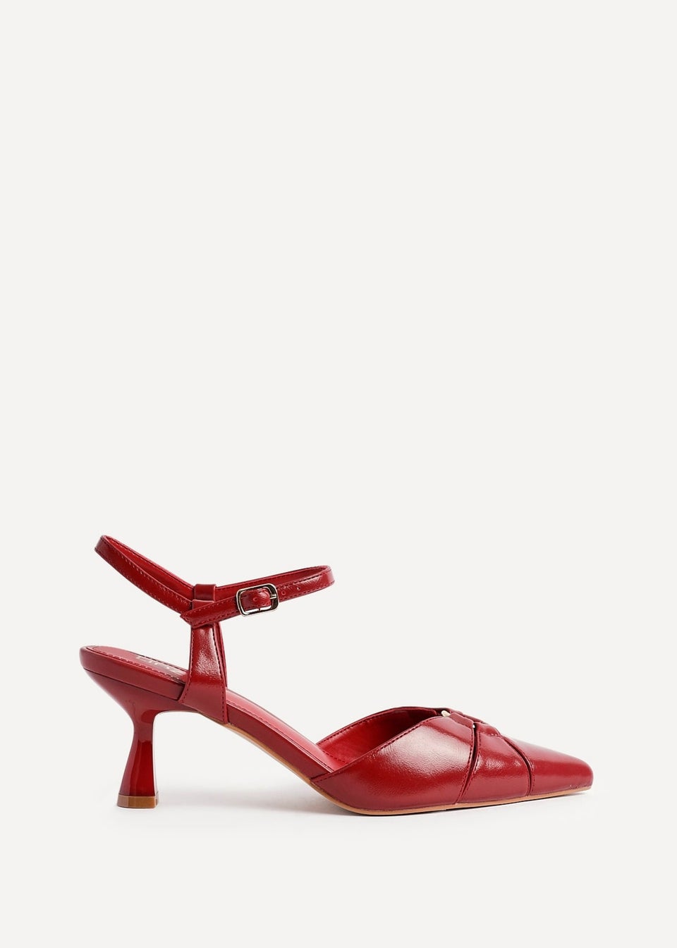 Linzi Pivot Red Faux Leather Stiletto Court Heel