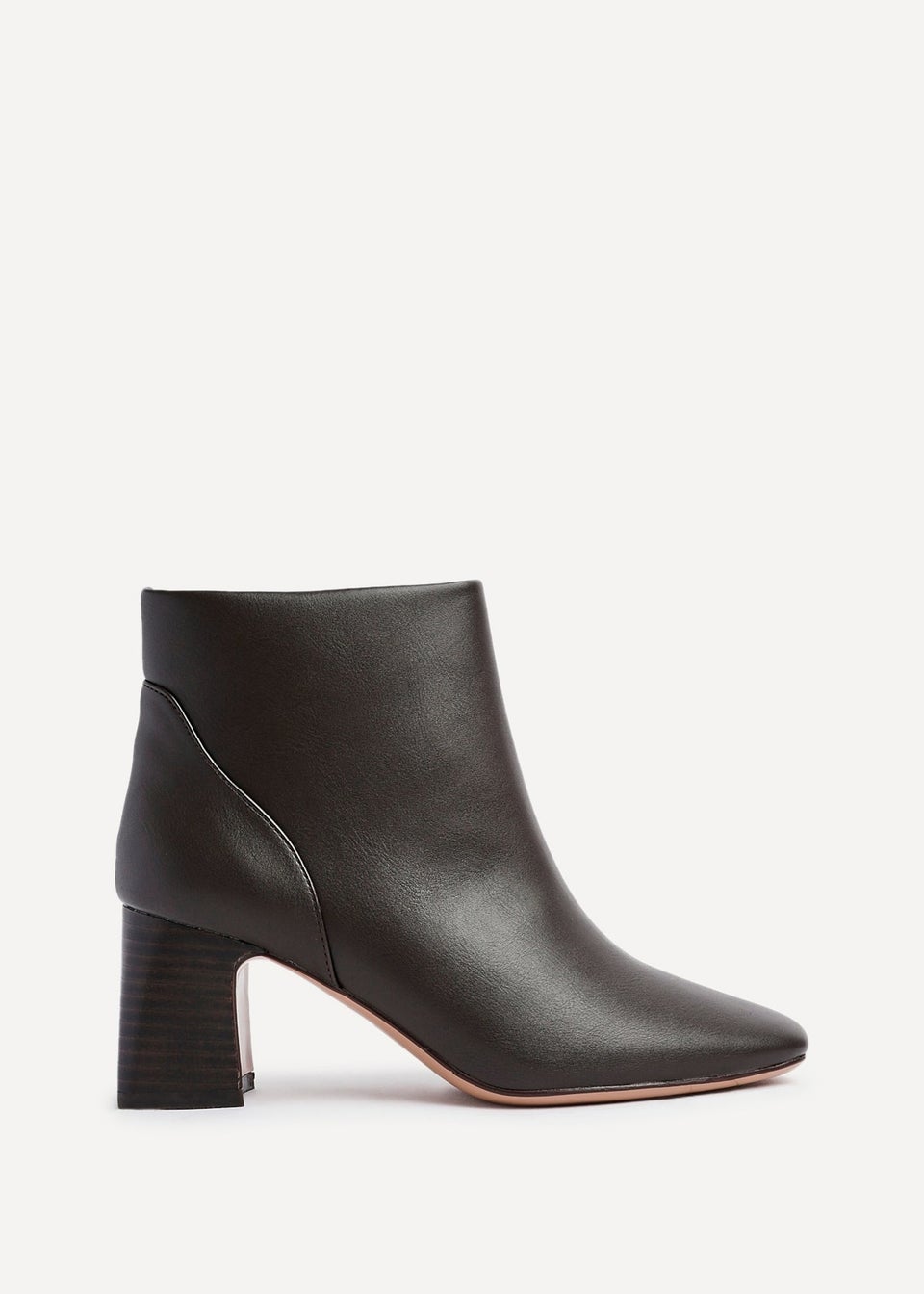 Linzi Cove Brown Faux Leather Soft Square Toe Block Heel Ankle Boot
