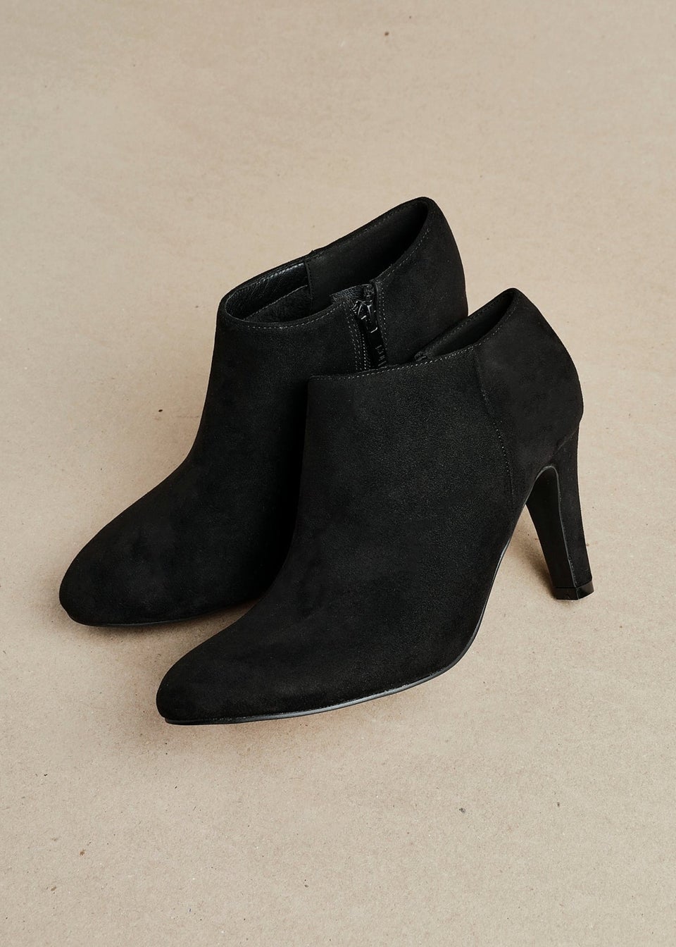 Linzi Wise Black Faux Suede Low Cut Heeled Boot