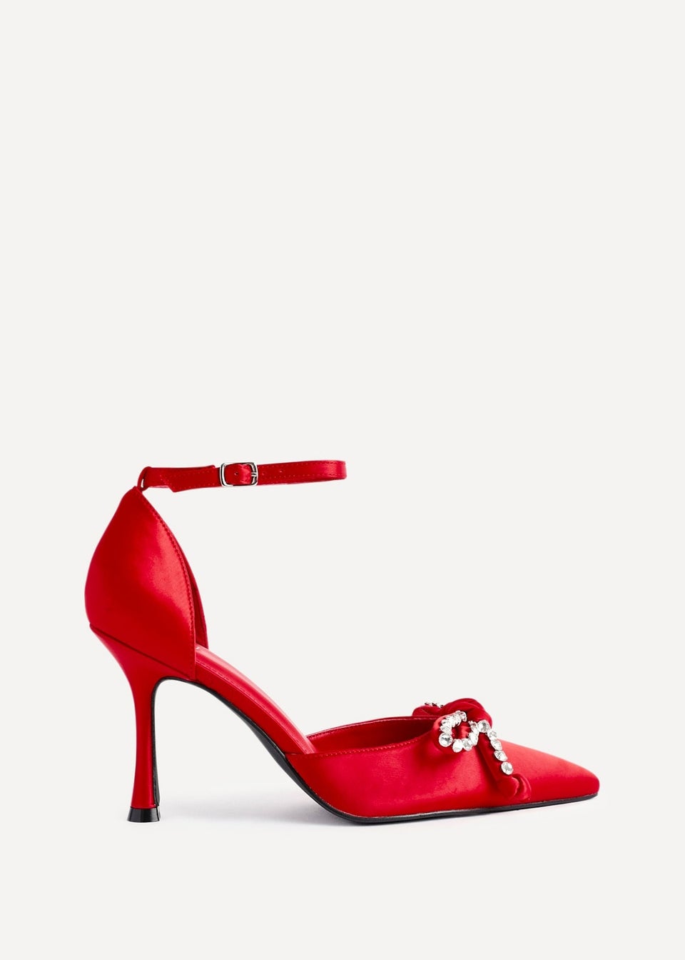 Linzi Glimpse Black Satin Court Heel