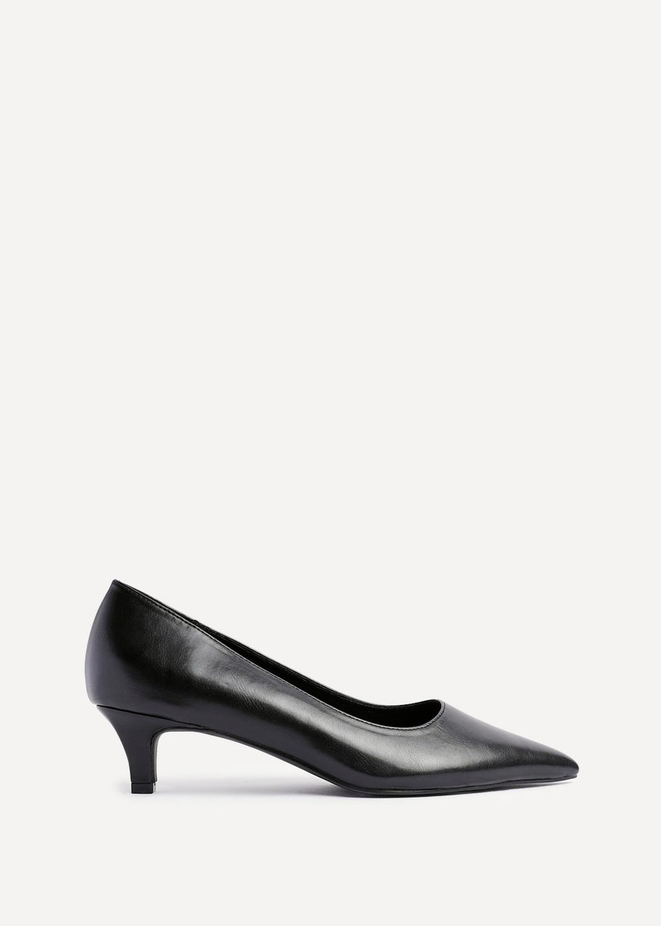 Linzi Zola Black Faux Leather Kitten Court Heel