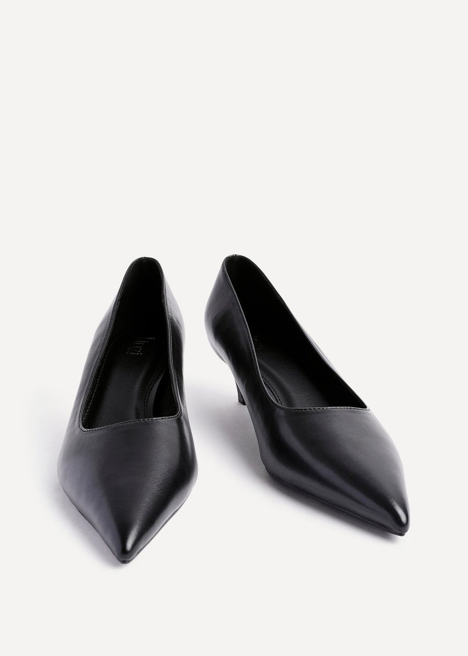 Linzi Zola Black Faux Leather Kitten Court Heel