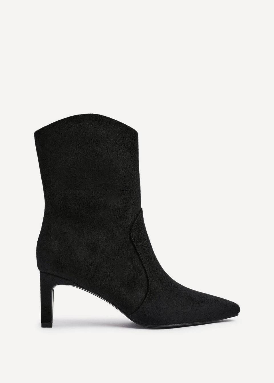 Linzi Calabasas Black Faux Suede Western Inspired Heeled Boot