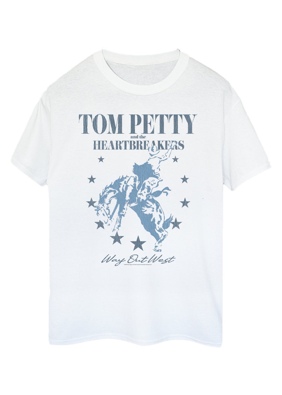 Tom Petty & The Heartbreakers Way Out West White Graphic Boyfriend Fit Music T-Shirt