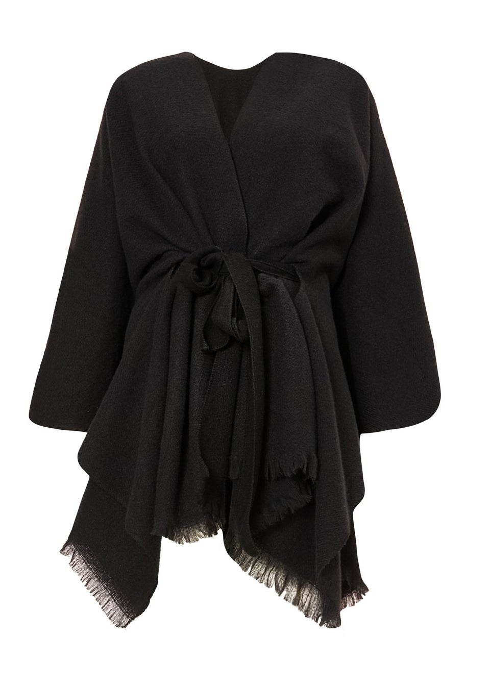 Quiz Black Tie Waist Cape