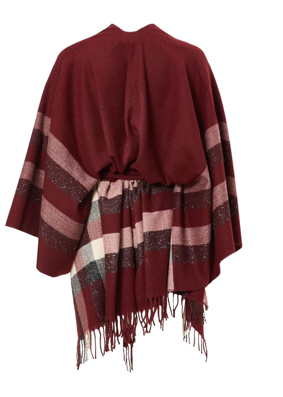 Quiz Burgundy Checked Cape