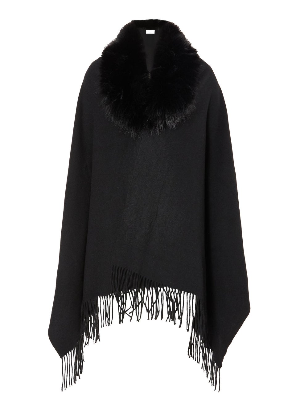 Quiz Black Long Knit Tassel Cape