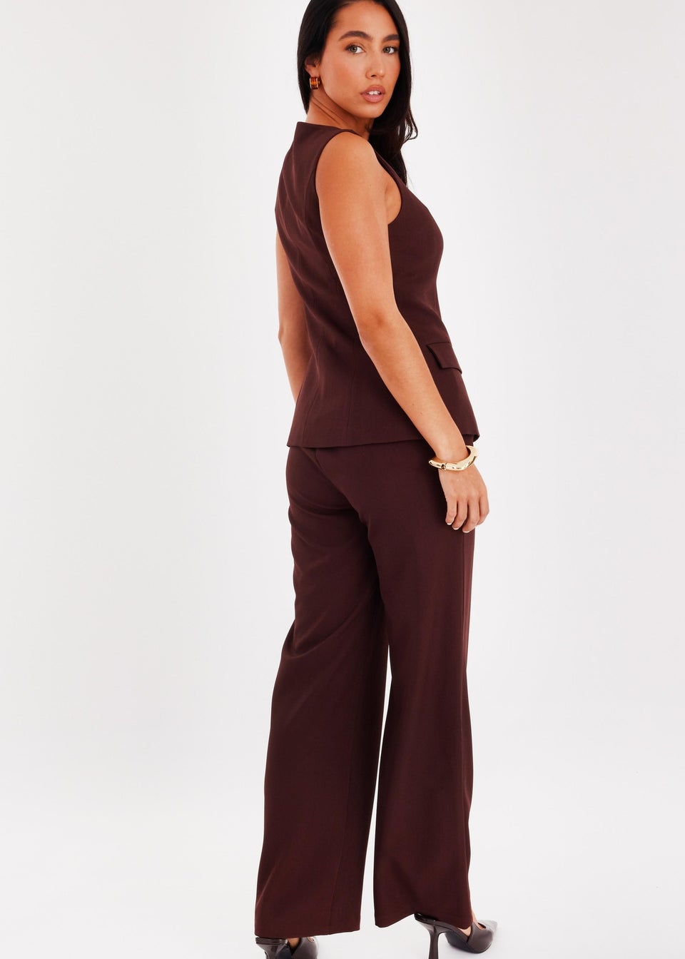 Quiz Brown Button Front Waistcoat