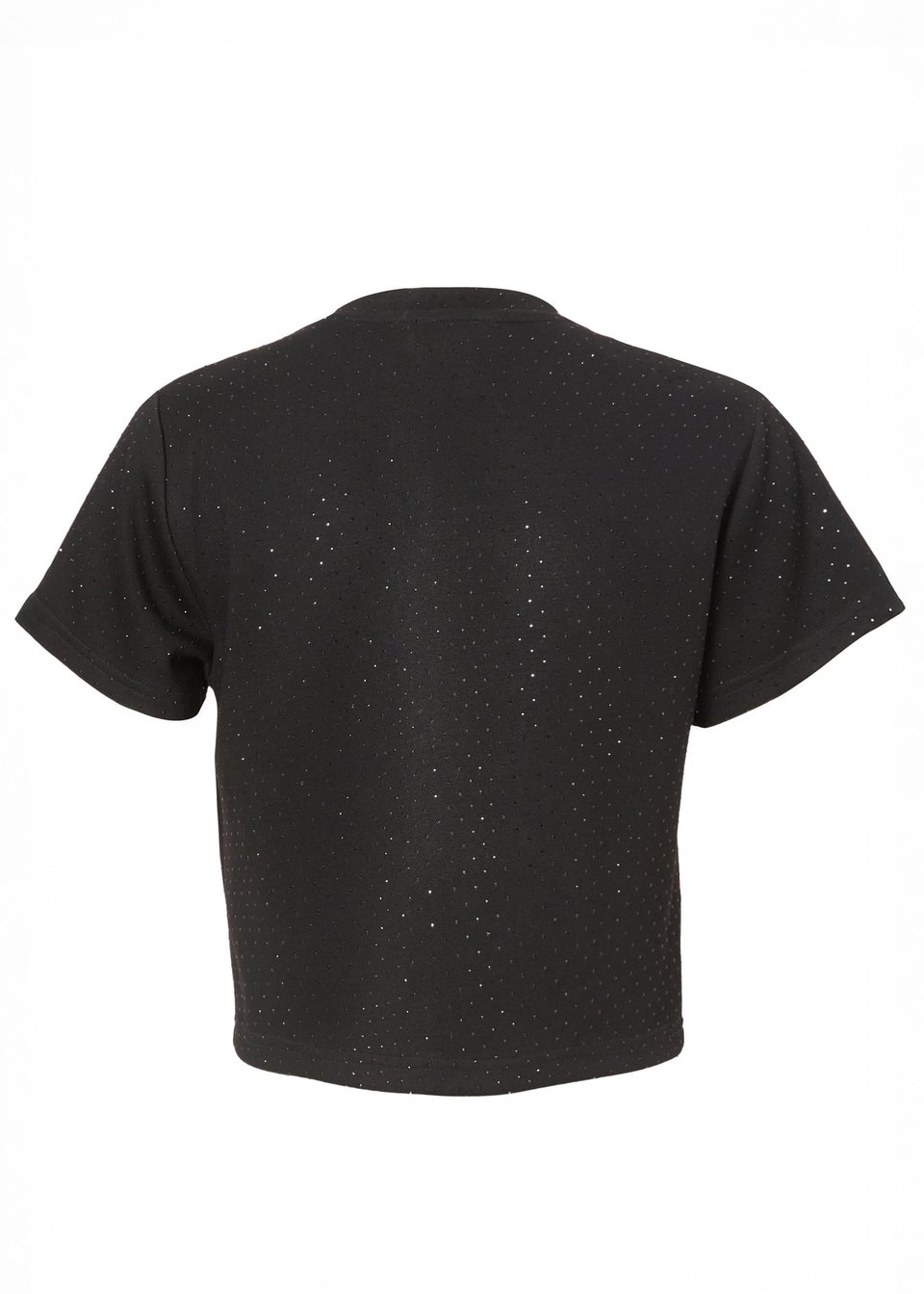 Quiz Black Glitter Cropped T-Shirt