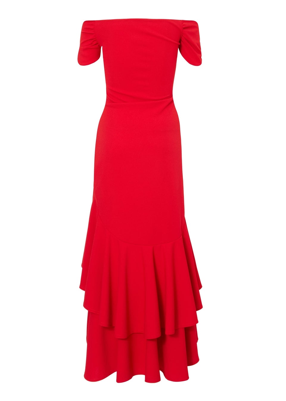 Quiz Red Ruffle Hem Midaxi Dress