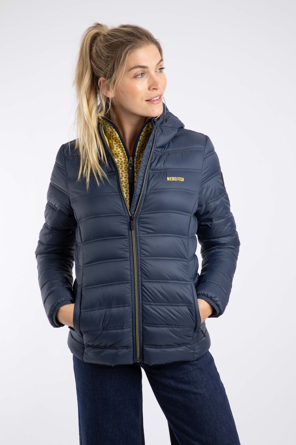 Weird Fish Navy Blue Eshka Lightweight Padded Jacket