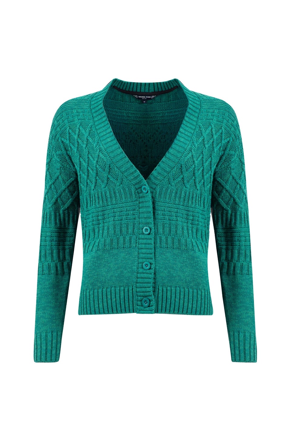 Weird Fish Deep Teal Amiens Mixed Stitch Cardigan