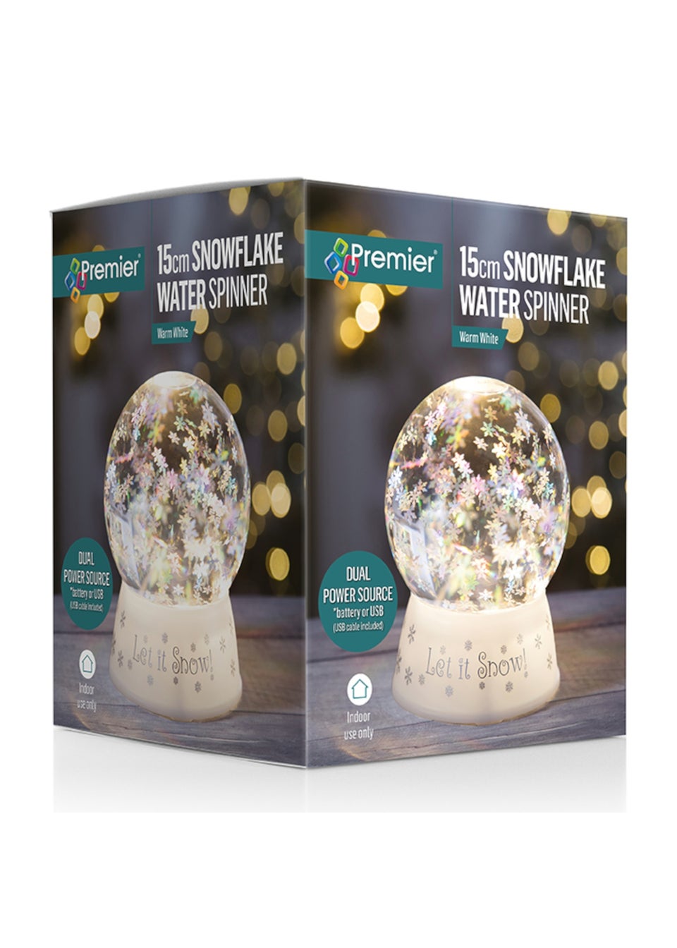Premier Decorations  Snowflake Water Spinner Globe