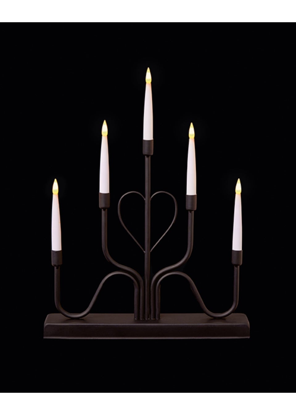 Premier Decorations Black Metal Modern Heart Design Candlebridge with Timer