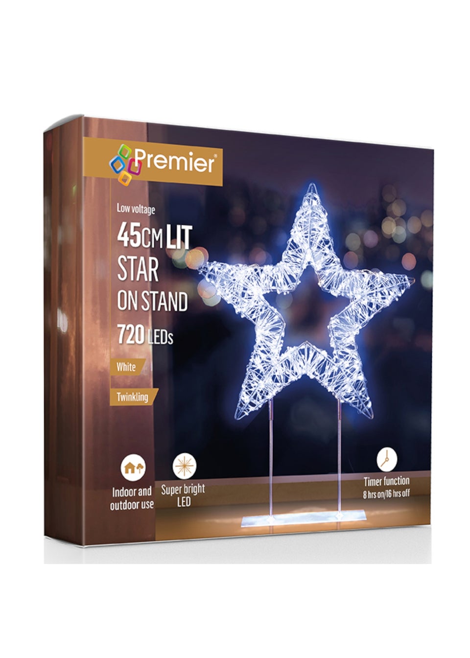 Premier Decorations Silver Table Top Star with 720 Twinkling White LEDs