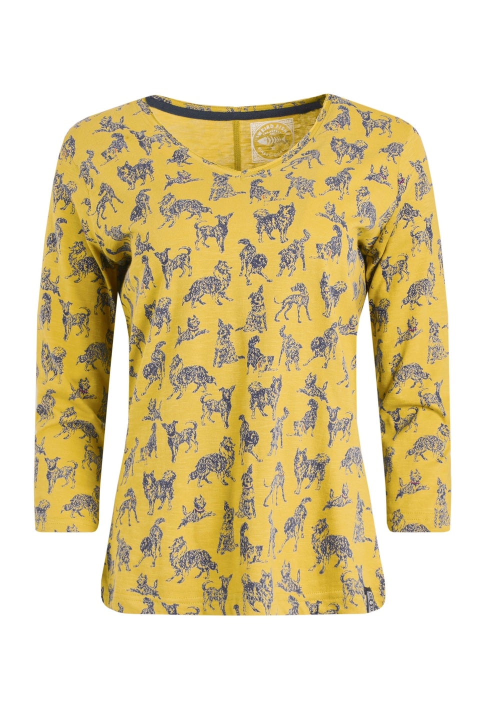 Weird Fish Tarragon Laveda 3/4 Sleeve Printed V Neck T-Shirt