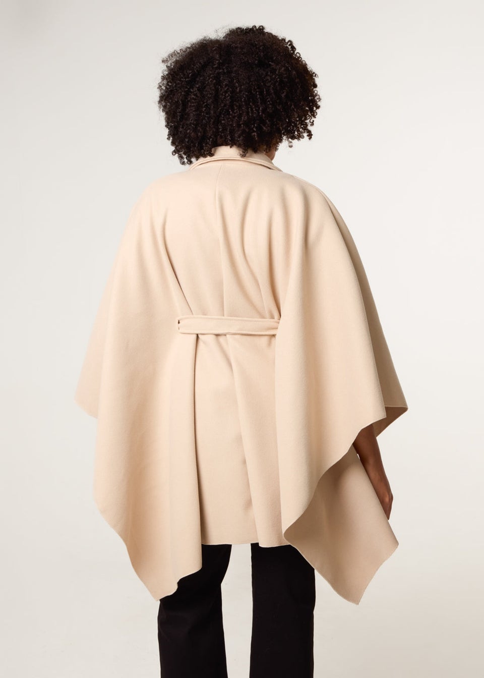 Blue Vanilla Beige Belted Cape Coat