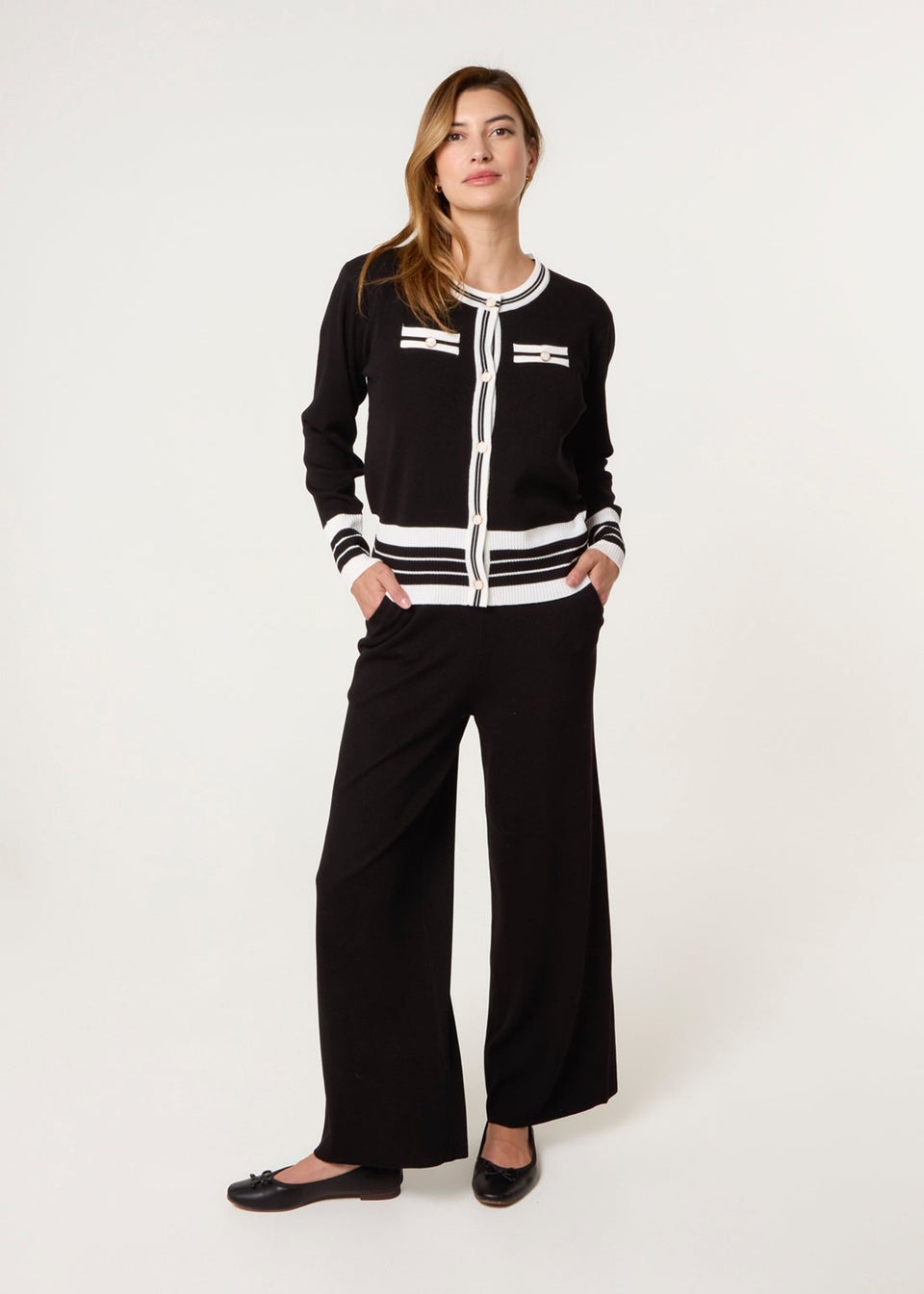 Blue Vanilla Black Contrast Colour Co-ord -Button Front Set