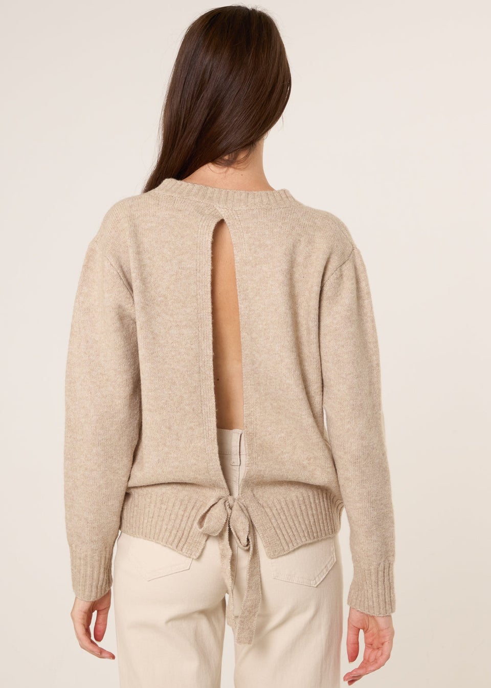 Blue Vanilla Beige Jumper With Open Back Bow Tie