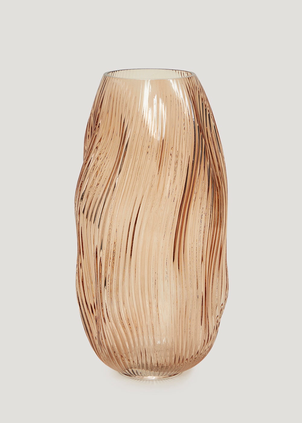Amber Ripple Glass Vase (15cm x 15cm x 29cm) | Matalan
